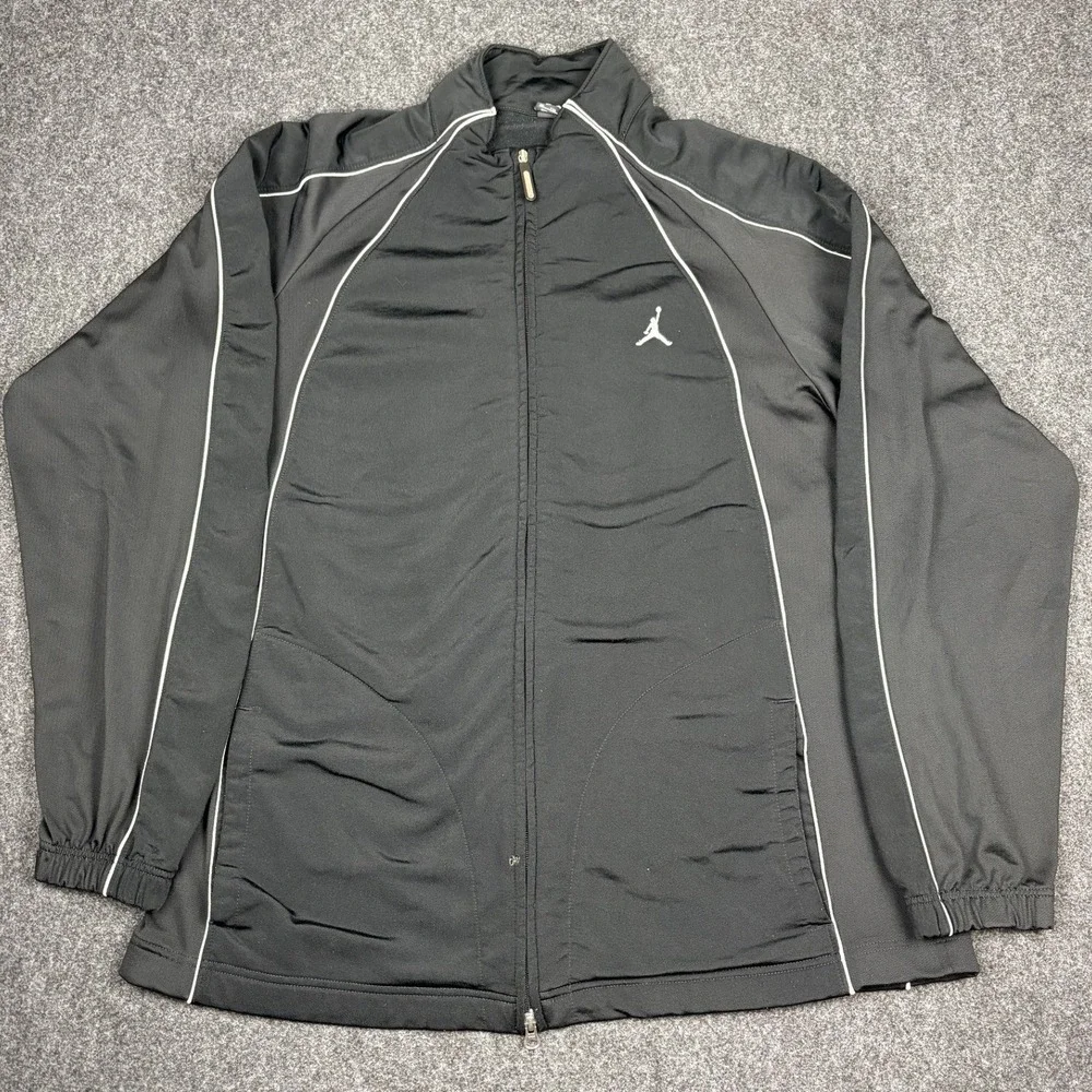 Jordan Mens XXL Black Full Zip Track Jacket White Piping Jumpman Logo Sportswear